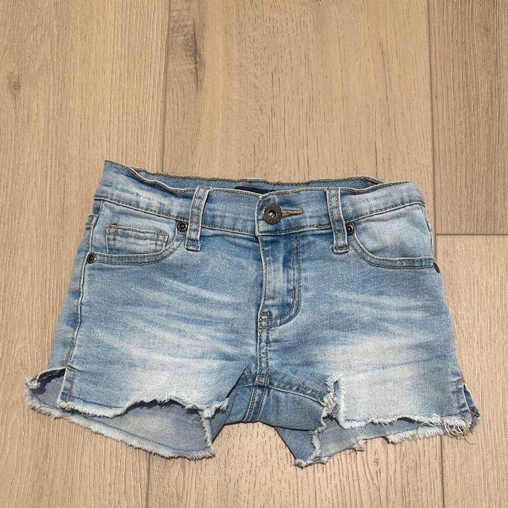 Contraband Brand Girls Size 8 Shorts Denim Cutoff Fringe Distressed Light Wash